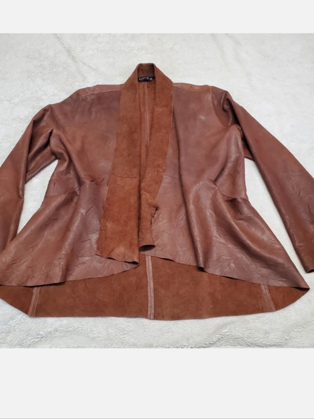 Vintage Brown Sheepskin Open Drape Cardigan Women Medium Boho Bohemian Capsule